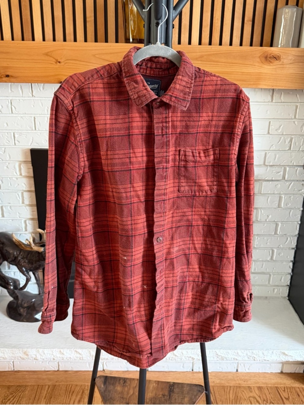 Grayers Red Plaid Casual Button-Down Shirt